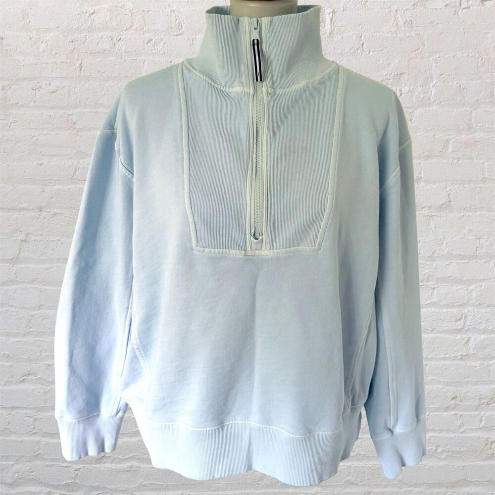 Women's Vineyard Vines Popover Pullover Sweatshirt Size XL Cotton Blue Weathered